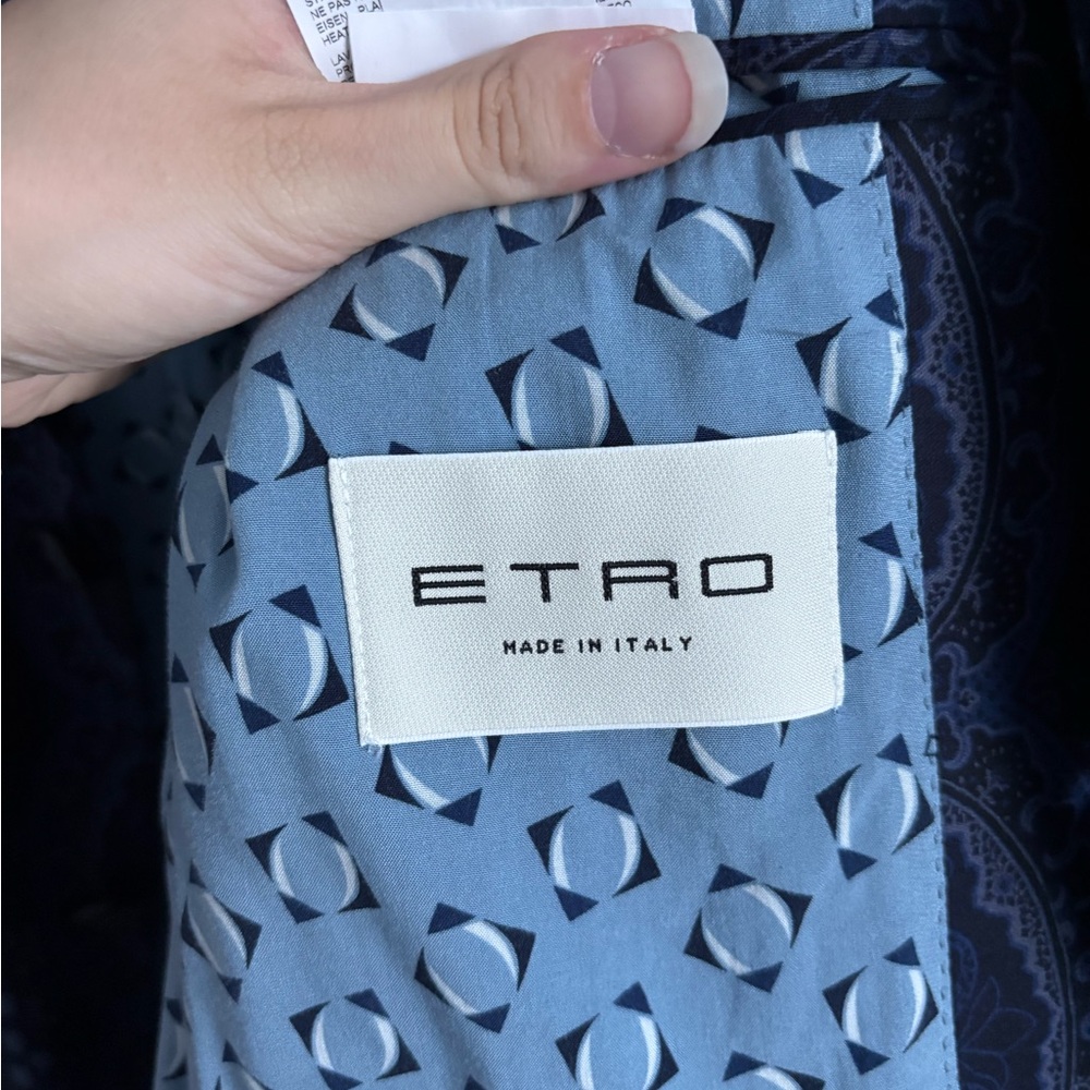 Men's Etro Printed Sport Coat Blazer in Blue 52 - Picture 10 of 14